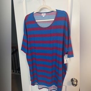 NWT XL Lularoe Irma Blue with Pink stripes